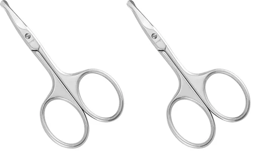 Miniatura 10 de LIVINGO Tijeras profesionales para vello nasal, multiusos, de acero inoxidable, punta redondeada, hoja recta, vello facial, barba, cejas, recorte