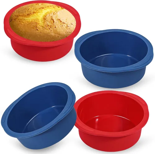 Miniatura 8 de Webake Molde para pasteles de 5 pulgadas para hornear moldes redondos antiadherentes, LFGB Platinum Silicon Air Freidora de aire Juego de 4