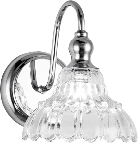 Miniatura 31 de Moderno aplique de pared negro mini lámpara de pared hecha de cuerpo de metal y vidrio estampado prensado retro luz de tocador para dormitorio