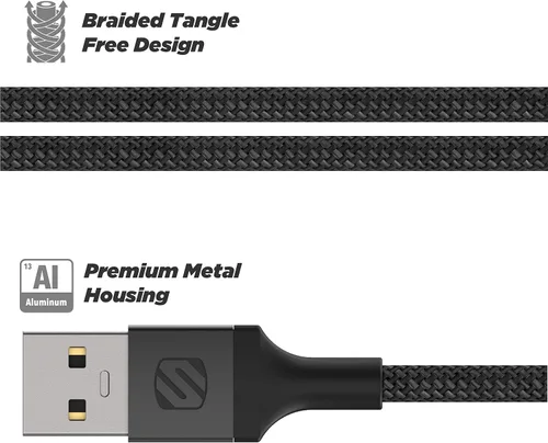 Miniatura 2 de Scosche CAUXB4-SP Cable de audio trenzado AUX a USB-C, 4 pies, gris espacial