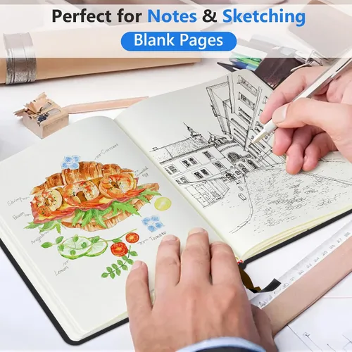 Miniatura 3 de PERCUN Diario en blanco para hombres y mujeres, 160 páginas en blanco para escribir, dibujar, cuaderno de bocetos, cuaderno de bocetos de cuero