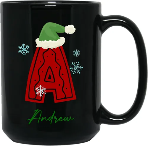Miniatura 5 de Tazas de café con iniciales de Navidad 2025, taza con monograma, tazas de Navidad personalizadas con nombres, taza para niños, tazas de café, tazas