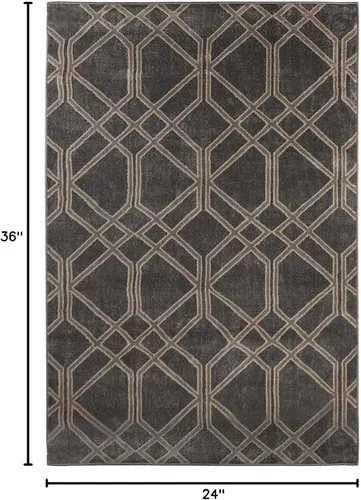 Miniatura 2 de Superior Alfombra de área de 2 x 3 pies y 0.394 in de altura con respaldo de yute, tejida a la moda y asequible colección Abner, color negro