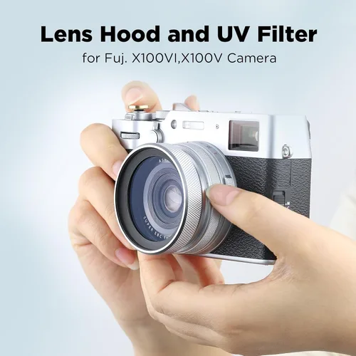 Miniatura 2 de Haoge LUV-X54B - Parasol de lente de metal con protección UV MC, filtro de lente ultravioleta multicapa para cámara Fujifilm X100VI Fuji X100V, Negro