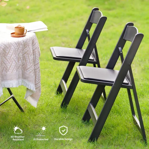 Miniatura 5 de Allpop Paquete de 4 sillas plegables de resina con asiento acolchado de vinilo, capacidad de 550 libras, juego de sillas comerciales para fiestas