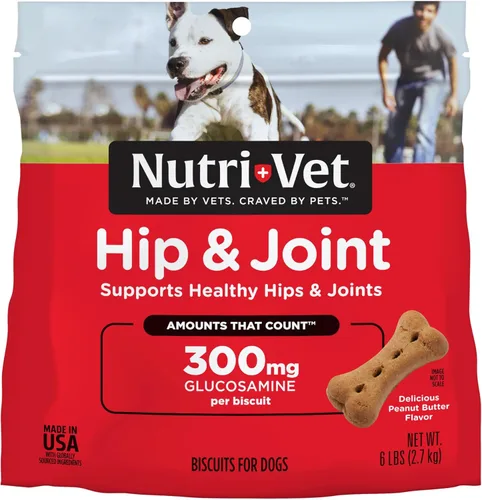 Miniatura 8 de Nutri-Vet Galletas de cadera y articulaciones para perros, suplemento de movilidad de razas grandes, 300 mg de glucosamina por golosina para perros