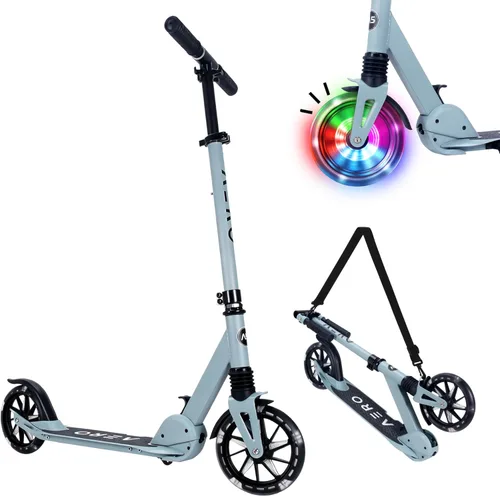 Miniatura 8 de AERO MOBILITY Patinete para niños de 6 años, adolescentes y adultos Ruedas iluminadas, freno de mano, alfombrilla de goma y absorción de impactos