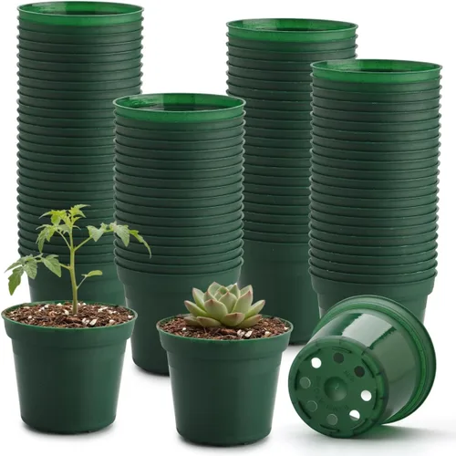 Miniatura 10 de RooTrimmer Paquete de 160 macetas negras de 3 pulgadas, plántulas de plástico, iniciador de semillas, macetas de germinación con drenaje