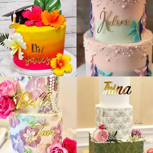 Miniatura 5 de Placa de nombre para pastel personalizada Nombre de decoración de pastel personalizado para fiesta de cumpleaños, ducha, boda Más de 40 opciones