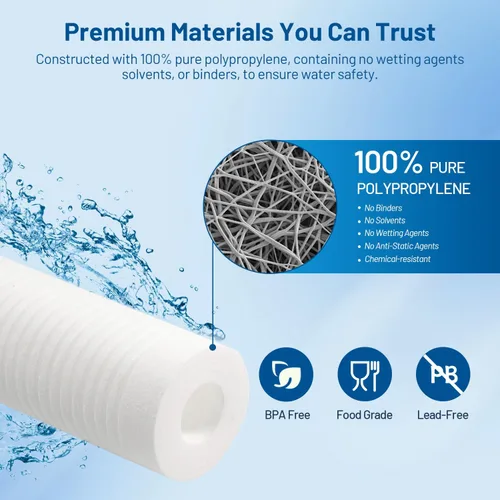 Miniatura 4 de Whole House - Cartucho de filtro de agua de pozo de sedimentos ranurado de 5 micrones de 2.5 x 10 pulgadas para AP110, WHKF-GD05, AO-WH-PREV-R2
