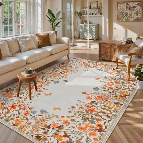 Miniatura 22 de Wonnitar Alfombra de área lavable de 2 x 3, alfombra de entrada floral verde, alfombra bohemia pequeña antideslizante para baño, alfombra suave
