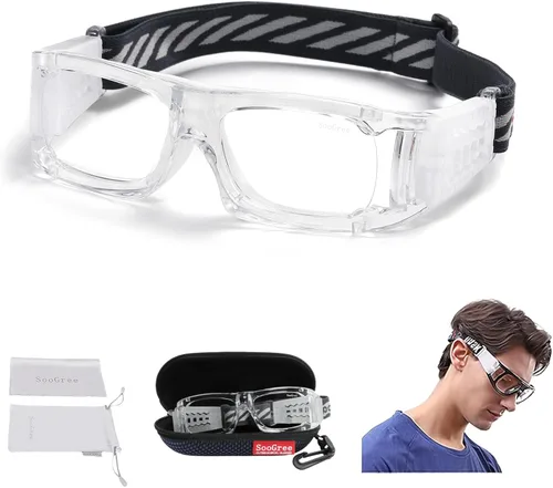 Miniatura 10 de SooGree Sports Glasses - Racquetball Goggles Basketball Football Eye Protective Almohadilla de nariz blanca con marco gris G8042