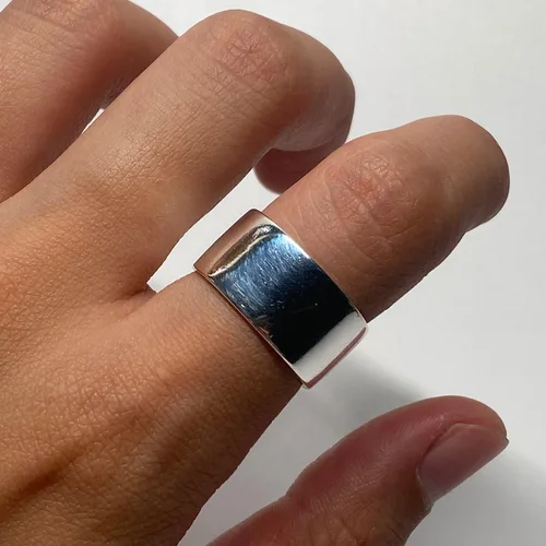 Miniatura 13 de Anillos de banda ancha de plata de ley 925 vintage hechos a mano para mujeres/hombres, anillo ajustable para el pulgar
