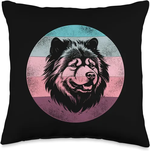 Retro Design Chow Chow Dog Retro Vintage Design Chow Dog Throw Pillow, 16x16, Multicolor