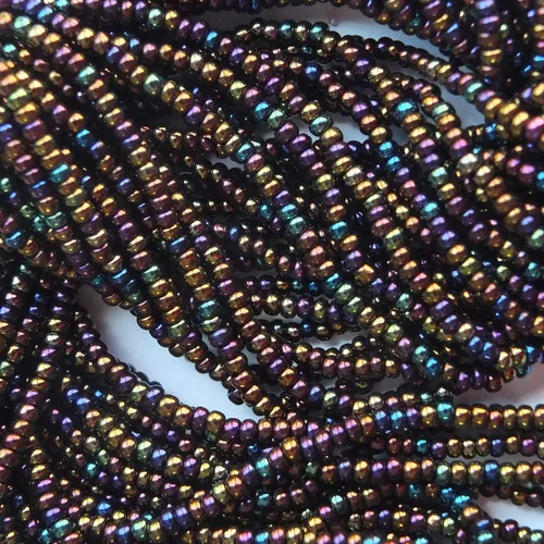 Miniatura 2 de Seed Beads 11/0 Checa Negro Rainbow Iris Metálico (paquete completo Hank Pack) Cuentas de cristal