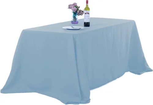 Miniatura 70 de Ascoza Paquete de 2 manteles rectangulares blancos de 60 x 84 pulgadas, tela de poliéster de 4 pies, para bodas, banquetes, restaurantes y fiestas