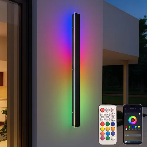 Miniatura 22 de Paquete de 2 luces de pared para exteriores de 39 pulgadas, montaje en pared, aplique moderno para exteriores, iluminación exterior lineal larga LED