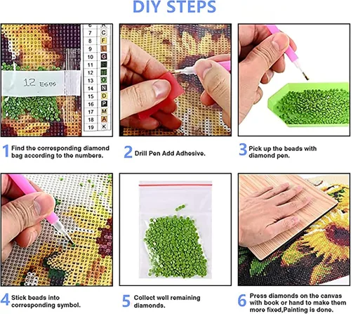 Miniatura 7 de GemZono Kits de Pintura de Diamantes para Adultos, Kits de Pintura de Diamantes, Kits de Arte de Diamantes de Flores 5D para Adultos Principiantes