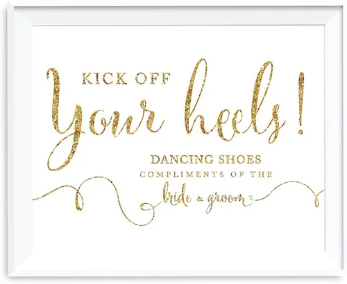Miniatura 41 de Andaz Press Letreros de fiesta de boda, impresión de purpurina dorada, 8.5 x 11 pulgadas, escribe tu nombre y dirección en un sobre sobre mesa, 1