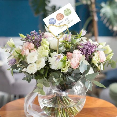 Miniatura 7 de Portatarjetas con diseño floral, 20 unidades, para centros de mesa, clip dorado para arreglos florales, soporte de fotos de alambre de metal, púas