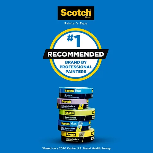 Miniatura 2 de ScotchBlue Sharp Lines - Cinta de pintura para pintor, 1.88 pulgadas x 60 yardas, 3 rollos, azul, cinta de pintura que protege superficies y se