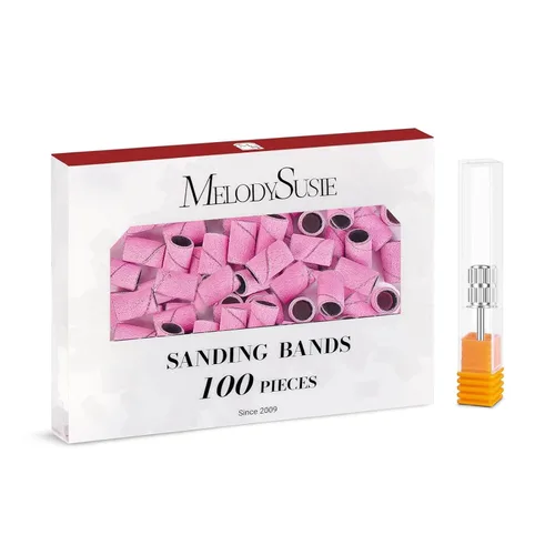 Miniatura 54 de MelodySusie - 100 bandas de lijado para brocas de uñas para lima eléctrica, de grano #80 grueso para limar uñas acrílicas, manicura y pedicura
