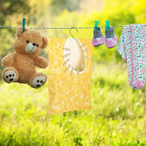 Miniatura 5 de Soporte para pinzas para ropa de panal de abeja – 2 bolsas para ropa de abeja – 15 x 11 pulgadas – Bolsa colgante para lavandería y uso al aire libre