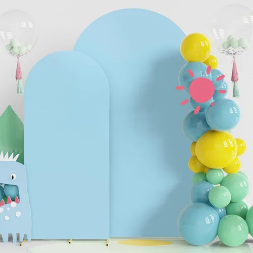 Miniatura 20 de Fomcet Juego de 2 fundas para arco de boda de 6 pies, 7.2 pies, color beige, de 2 caras, parte superior redonda de elastano, cubierta de telón