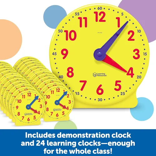 Miniatura 5 de Learning Resources Kit de reloj para el aula, imprescindible para preescolar, actividad de enseñanza, sobre tarjetas de tiempo flash, juguetes