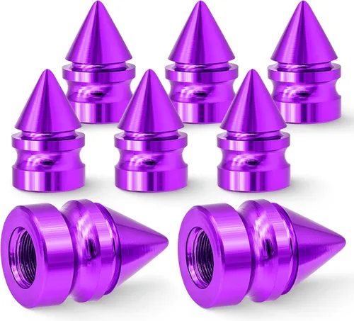Miniatura 17 de 4 piezas de tapas de válvula de rueda con estilo púas, resistentes a la corrosión, universales de aleación de aluminio a prueba de polvo para Spiked