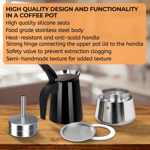 Miniatura 7 de 2 Cup 100ml Moka Pot Stainless Steel Espresso Coffee Maker Stovetop Coffeemaker Italian Classic Style Brewing Greca Cafe Mocha Machine for Cafeteras