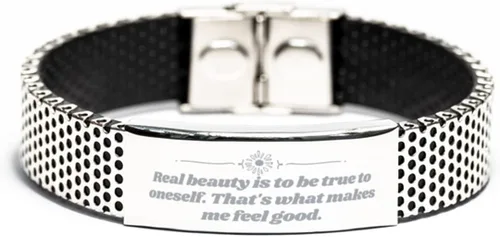Pulsera Power of Real Beauty pulsera con cita motivacional para mujeres hijas amigos mentalidad de belleza citas de belleza autoestima de belleza