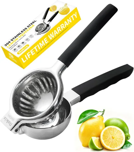 Rekix Exprimidor de limón de acero inoxidable, exprimidor de limón de extracción máxima, exprimidor de naranja extragrande, exprimidor manual de