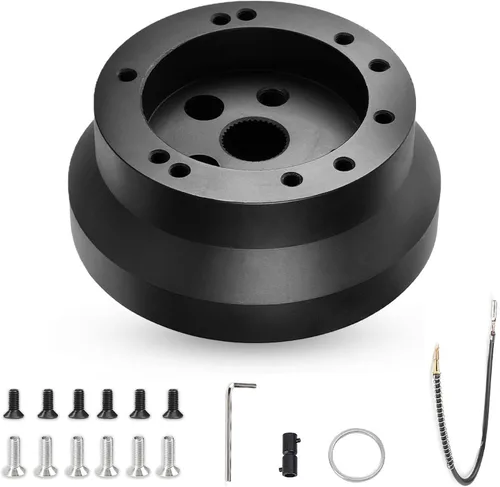 Adaptador de cubo de volante de 5/6 agujeros para camioneta Chevy Cadillac GMC Pontiac, adaptador de volante pulido de aluminio Billet (negro)