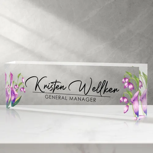 Miniatura 16 de Placa de identificación personalizada para escritorio - Accesorio de acrílico (Orquídea mariposa rosa)