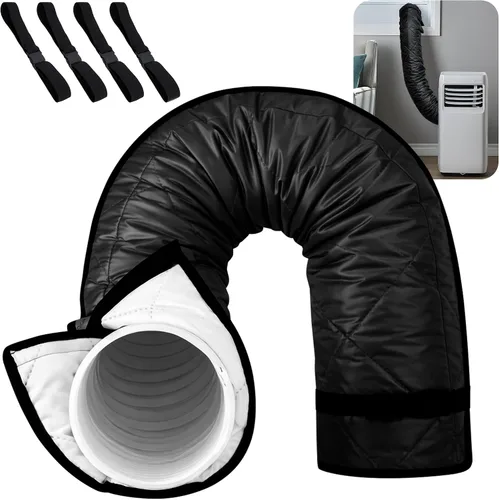 Miniatura 10 de Tlswshsy Funda acolchada para manguera de aire acondicionado, cubierta de manguera con aislamiento de CA con 4 correas de hebilla ajustables, funda