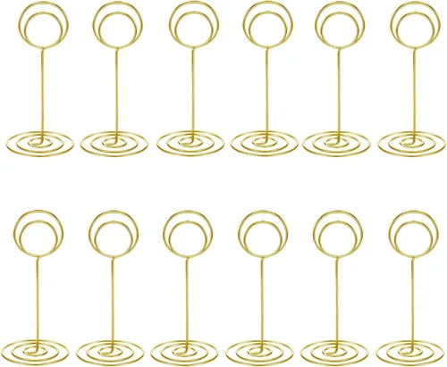 Paquete de 20 soportes para números de mesa, tarjetero para fotos, para bodas, fiestas de cumpleaños Dorado