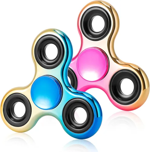 Miniatura 10 de Fidget Spinners 2 unidades, juguete de metal para aliviar el estrés, giro silencioso de alta velocidad, reducción de enfoque y ansiedad, juguetes