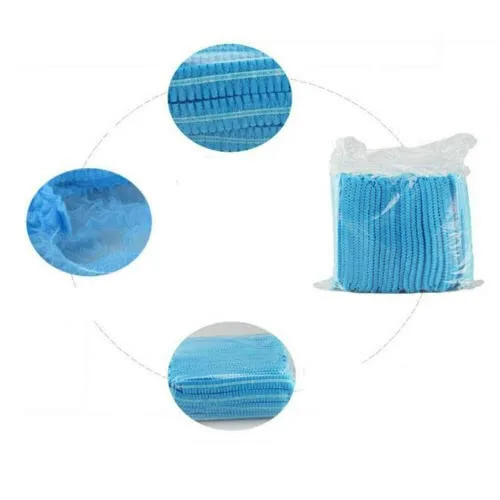 Miniatura 9 de Bluehill 100 piezas Red de pelo de 21 pulgadas desechables Bouffant Caps Redecillas azules, cubierta para el cabello, no plisadas Gorros