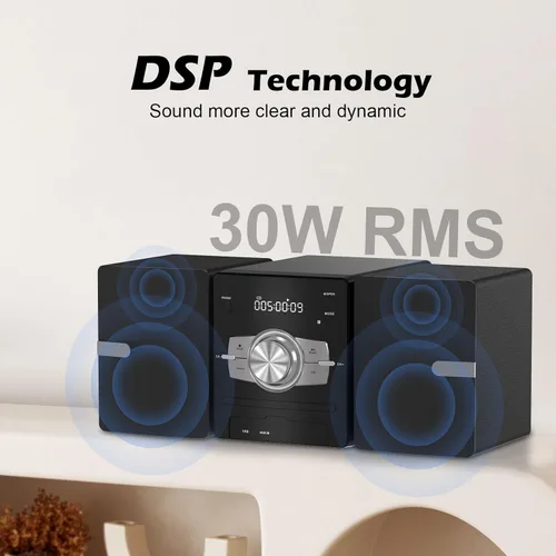 Miniatura 11 de Sistema de estéreo para el hogar con reproductor de CD, radio FM, Bluetooth, entrada AUX, entrada USB, conector para auriculares, control remoto