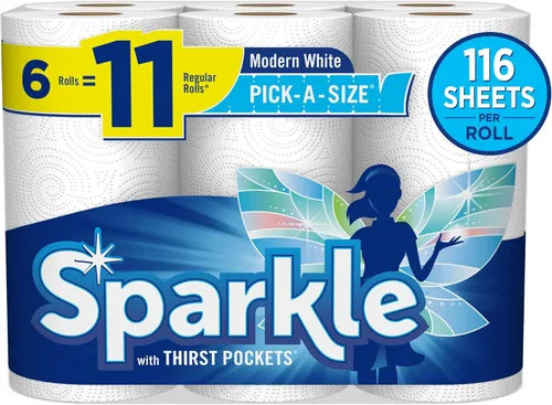 Miniatura 12 de Toallas de papel Sparkle, tamaño a elección, 24 rollos dobles (total de 2,640 hojas) - Toallas resistentes de 2 capas para limpieza de cocina