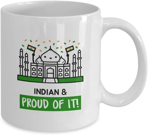 Miniatura 2 de Taza de regalo indio y orgulloso de él, linda para la India Pride Patriotic Country Flag Proud Kawaii Temple Café Taza de té de 11 onzas