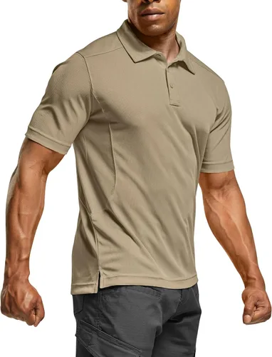 CQR - Camisa tipo polo estilo piqué para hombre, diseños tácticos de manga corta y larga para golf, tela Dry Fit ligera, con FPU 50+ para exteriores