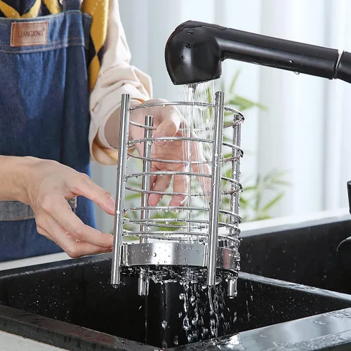 Miniatura 6 de Soporte para utensilios de cocina para encimera de cocina, utensilios de acero inoxidable, organizador de almacenamiento de utensilios, soporte