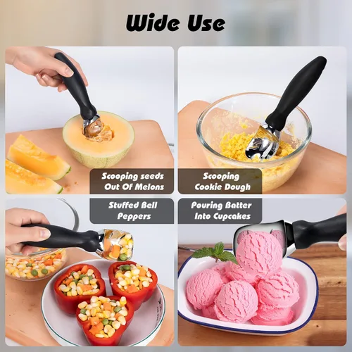 Miniatura 4 de Rainspire Cuchara de helado de acero inoxidable con mango cómodo, cuchara para helado resistente, pala para helado, ideal para cucharas de helado