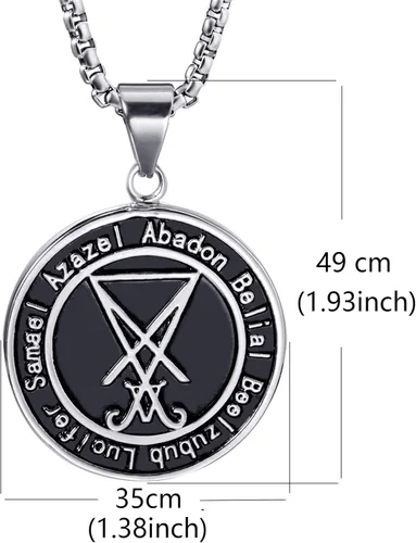 Miniatura 2 de ELFASIO Collar de cabra Baphomet con pentagrama invertido para hombre sigil de Lucifer Satanás símbolo satánico Samael Lilith cadena colgante