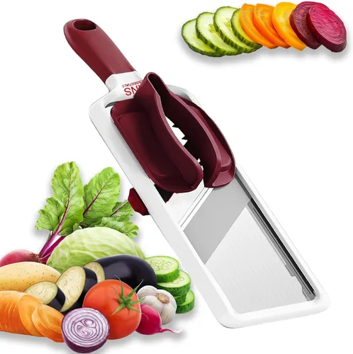 Miniatura 8 de Cortadora de mandolina para cocina, cuchillas ajustables de acero inoxidable, con agarre cómodo, cortador de verduras para pepino pequeño a mediano