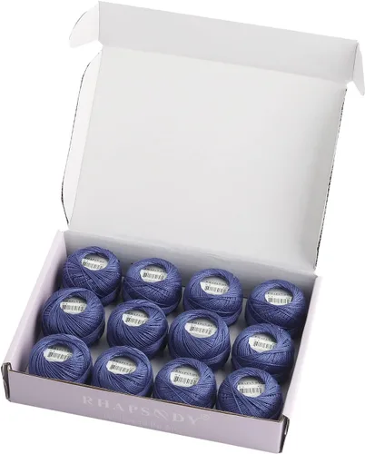 Miniatura 48 de Rhapsody Hilo de algodón perla tamaño 8 hilo de ganchillo Perle 12 bolas Set tejido a mano, bordado, sashiko, punto de cruz, costura, costura, Col. 5