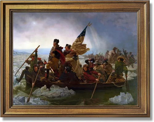 George Washington Cruzando el Delaware Póster Guerra Revolucionaria Pósteres Retro Arte Clásico de Historia en Lienzo Impresión de Arte para