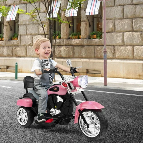 Miniatura 7 de Costzon Motocicleta Infantil, Motocicleta de Paseo a Batería de 6V con Claxon, Faro, Motocicleta Chopper de 3 Ruedas Estable, Motocicleta Eléctrica